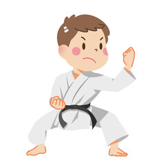 Boy doing karate stance