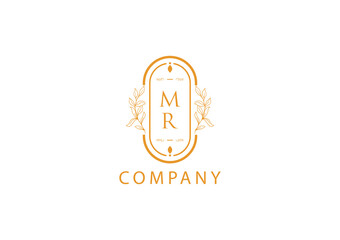 M,R Typography Flourishes Rounded Logogram Beauty Logo