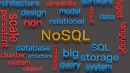 Obraz premium NoSQL word and terms cloud 3d illustration.
