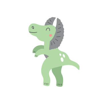 Cute dinosaur in doodle style. Vector illustration on a white background for decorating a children's room and textiles.