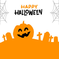 Happy Halloween party vector lettering. Handwritten Halloween holiday lettering for banner, poster, greeting card, party invitation. Vector illustration with Hand drawn decorative design element.