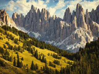 Dolomites Mountain and Landscape - Digital Painting