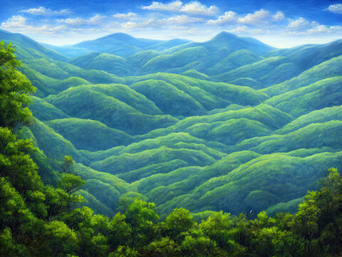 Appalachian Mountain and Landscape - Digital Painting
