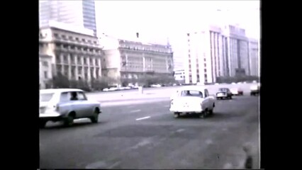 Moscow, Russia 1960s, street scene with cars - 1960s vintage video 8mm