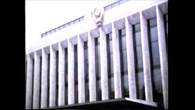 Moscow, Russia 1960s: The State Kremlin Palace, building, CCCP,  (former house of the Soviet Communist Party Congress of Delegates) - 1960s vintage video 8mm