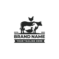 Farm animal logo design vector