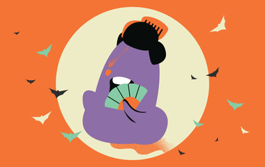 Halloween cartoon character party No face ghost evil in vector art