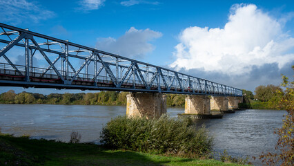 steel bridge over river Loire in France