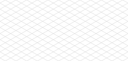 Isometric grid seamless pattern. Outline isometric template background. Hexagon and triangles line seamless texture. Vector illustration on white background.