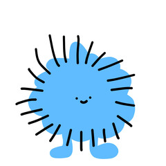 Blue furry character isolated on white illustration