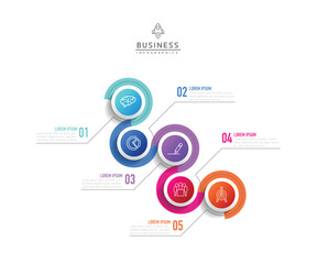 Naklejka na ściany i meble Circular Connection Steps business Infographic Template with 5 Element