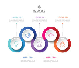 Circular Connection Steps business Infographic Template with 5 Element