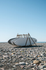 surfing boards on the beach