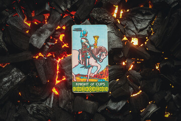 Knight of cups Tarot card. Moscow, Russia MAY 15, 2022