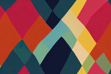 Abstract seamless pattern with terrazzo and simple geometric rainbows. Simple stripy arc bows on colorful mozaic texture. Childish background in Scandinavian style in bright multicolour palette