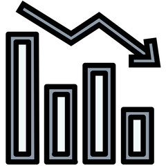 Down Graph Colored Line Icon