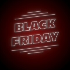 Obraz premium Black Friday - neon lettering in the middle of lines - 3D Illustration