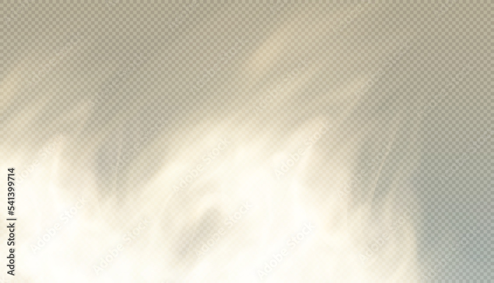 Poster Smoke yellow fog background effect. Vector steam fog texture with gas yellow effect.