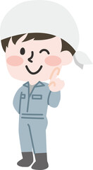 タオルを巻いた男性の作業員イラスト