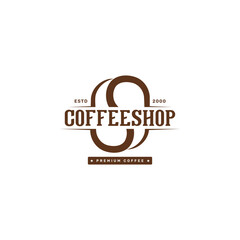 Coffee shop vintage logo design. Coffee bean hipster logo design. Vector format logo.