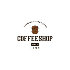 Coffee shop vintage logo design. Coffee bean hipster logo design. Vector format logo.