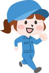 笑顔の女性作業員のイラスト