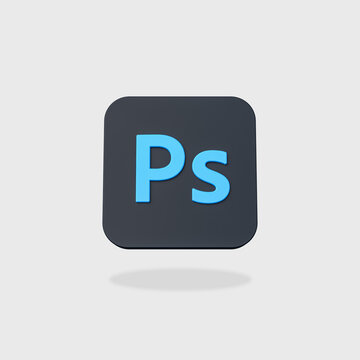 Photoshop App Icon on Flat Gray Background