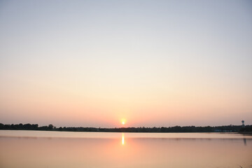 Bright orange sky and light of the sun