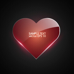 Glass Heart Vector modern glass heart with lighting elements on dark background