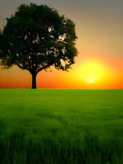 Obraz premium 自然風景のCG風イラストです。