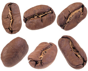 Coffee beans on a white isolated background