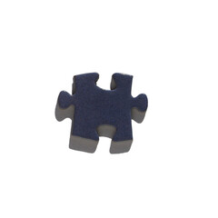 Layout of one blue with circles of a puzzle piece on an isolated transparent background