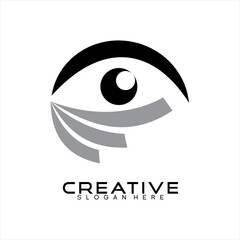 Modern abstract eye illustration vector logo design. One eye logo
