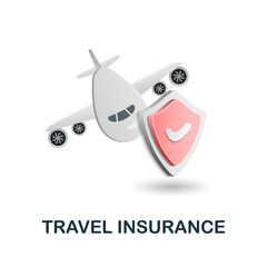 Travel Insurance icon. 3d illustration from insurance collection. Creative Travel Insurance 3d icon for web design, templates, infographics and more