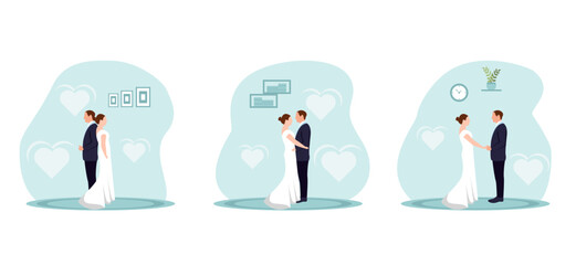 Flat Bundle Wedding Design Illustration