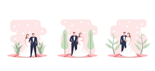 Naklejka premium Flat Bundle Wedding Design Illustration