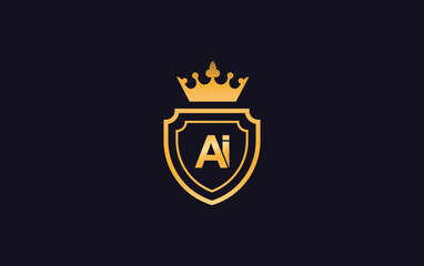 Crown vector and shield symbol icon and royal luxury shield monogram vector. King and queen abstract geometric logo design with letters and alphabets
