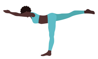 Woman doing yoga exercise isolated on white background