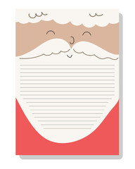 Cute christmas letter template with santa claus vector illustration.
