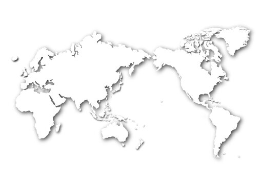 世界地図の（日本中心）イラスト: 黒色グラデーションの影