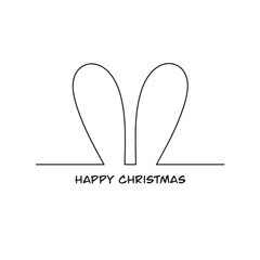Continuous drawing of a single rabbit line. Christmas card in the style of light art with a rabbit. Minimalist contour illustration of a bunny for design.