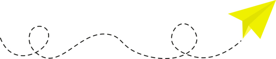 Dashed line paper airplane route 