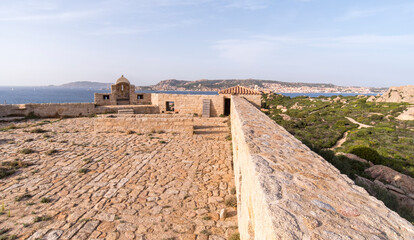 Fototapeta na wymiar Forte San Giorgio, isola Santo Stefano, Arcipelago di La Maddalena