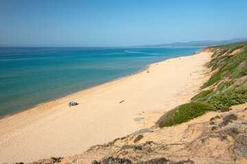 the wild Scivu bay and the dune system of the wwf oasis, Costa Verde, Arbus, Sardinia