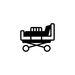 Intensive care bed black glyph icon. Resuscitation equipment. Life support