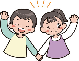 手を繋ぐ子供たち