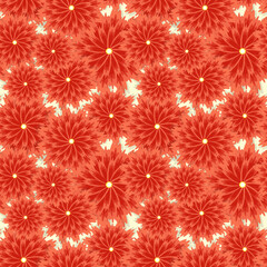 Chrysanthemum pattern, autumn red flowers. Vector illustration