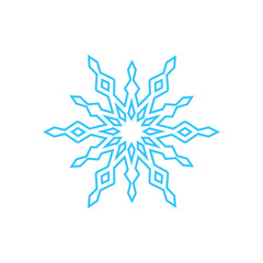 Simple snowflake made of blue lines. Festive decoration for New Year and Christmas, symbol of winter, element for design. Vector illustration
