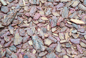 Shredded tree bark texture background.