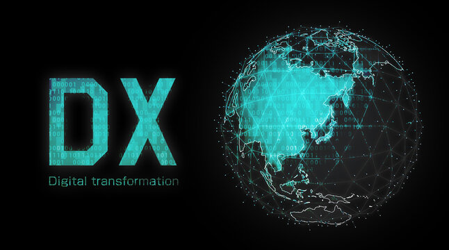 DX (Digital Transformation) motif web banner illustration